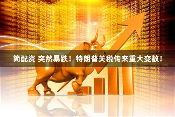 简配资 突然暴跌！特朗普关税传来重大变数！